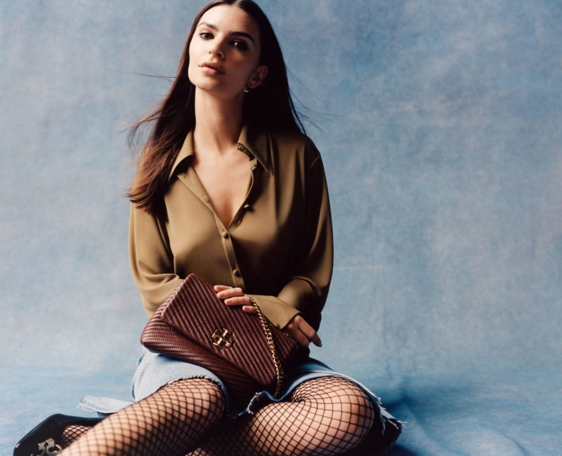 Emily Ratajkowski featured in  the Tory Burch advertisement for Autumn/Winter 2023