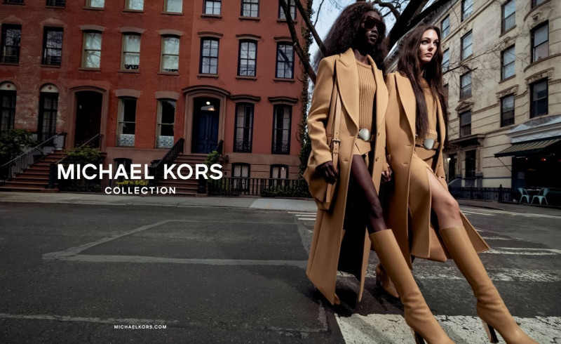 Anok Yai featured in  the Michael Kors Collection advertisement for Autumn/Winter 2023