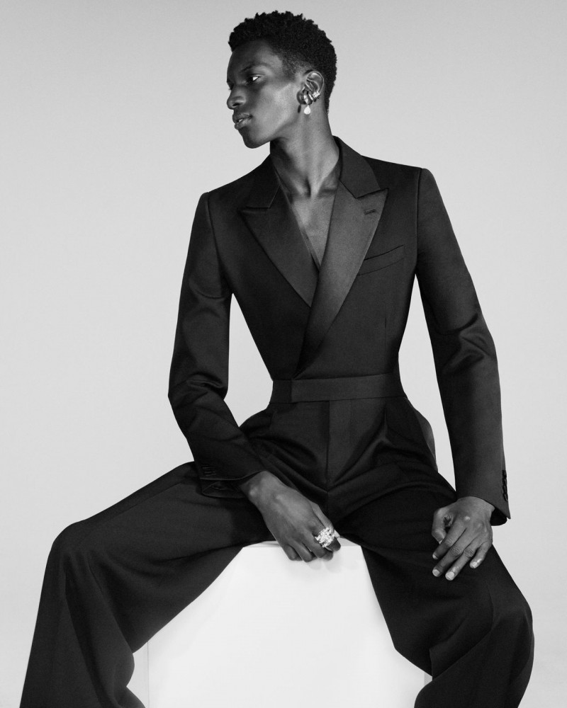 Momo Ndiaye featured in  the Alexander McQueen advertisement for Autumn/Winter 2023