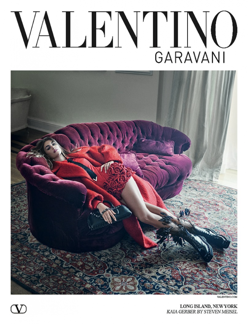 Kaia Gerber featured in  the Valentino advertisement for Autumn/Winter 2023