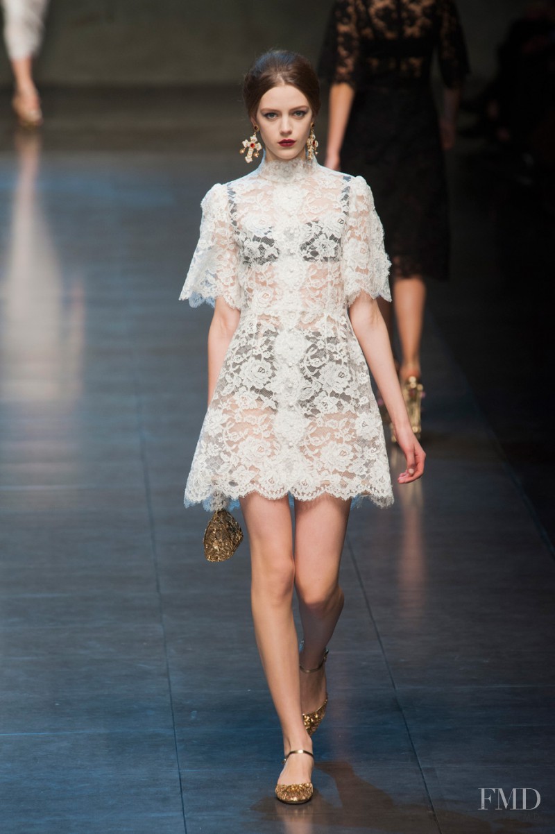 Esther Heesch featured in  the Dolce & Gabbana fashion show for Autumn/Winter 2013