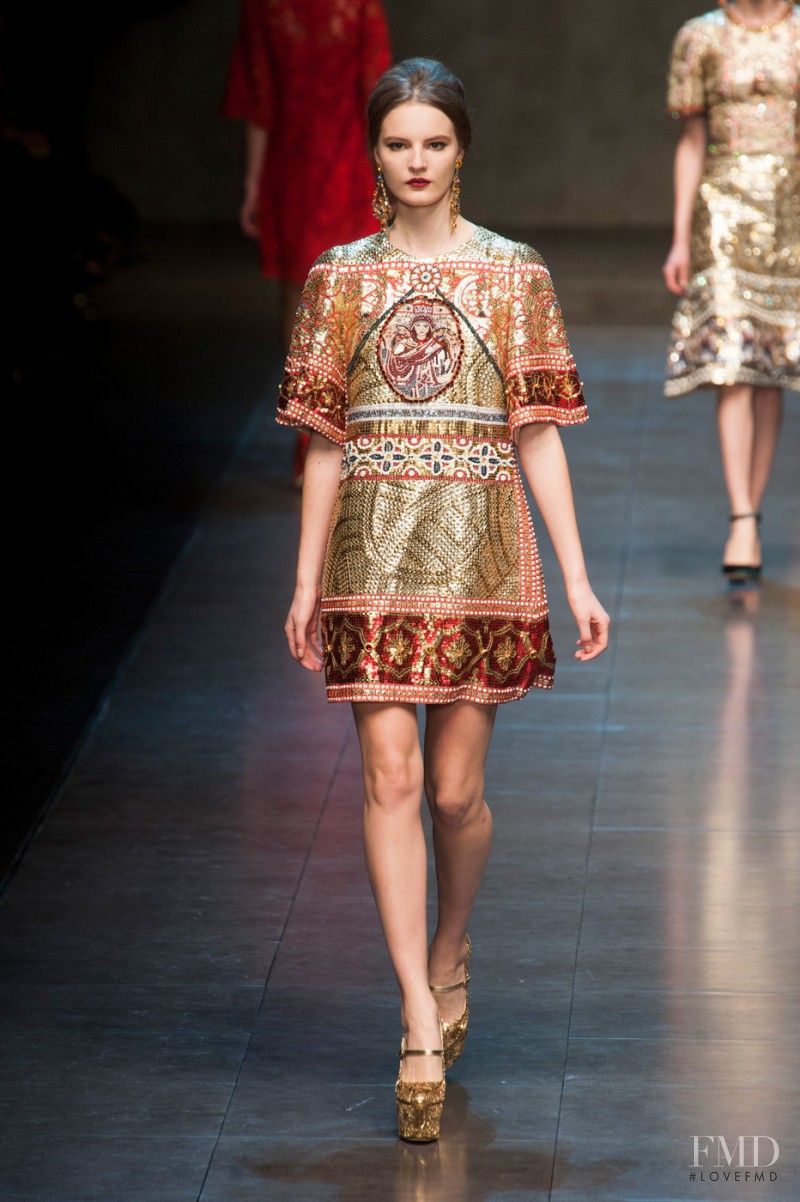 Tilda Lindstam featured in  the Dolce & Gabbana fashion show for Autumn/Winter 2013