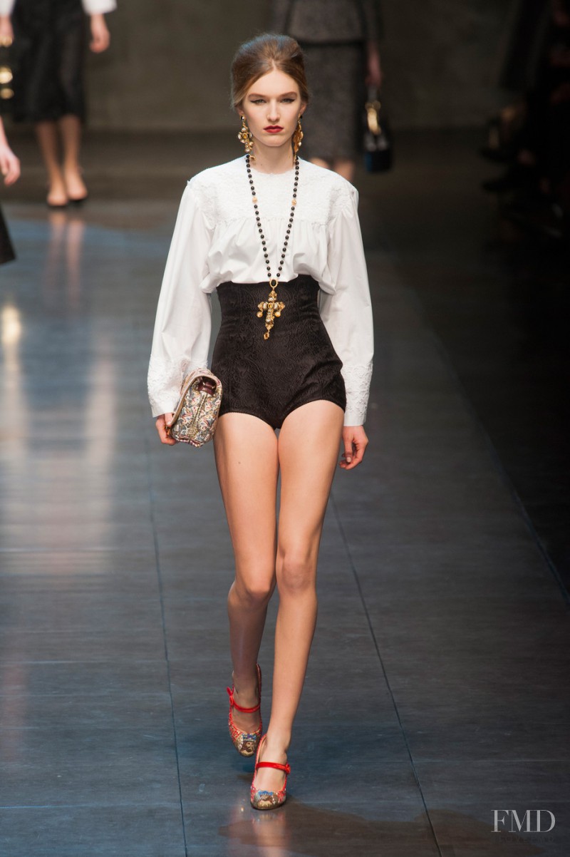 Manuela Frey featured in  the Dolce & Gabbana fashion show for Autumn/Winter 2013