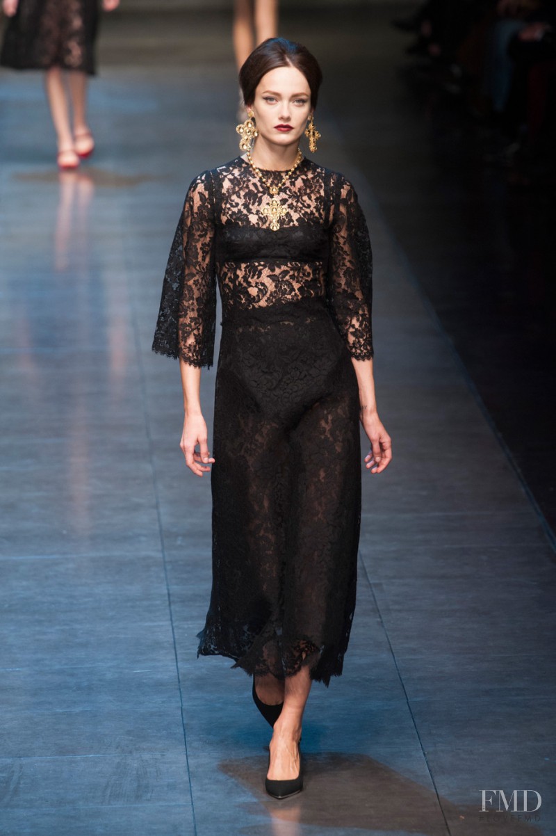 Karmen Pedaru featured in  the Dolce & Gabbana fashion show for Autumn/Winter 2013