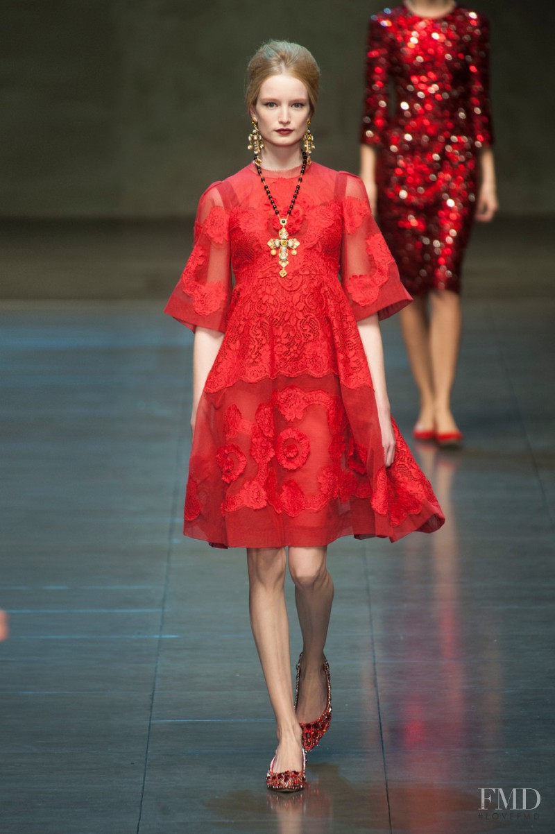 Maud Welzen featured in  the Dolce & Gabbana fashion show for Autumn/Winter 2013