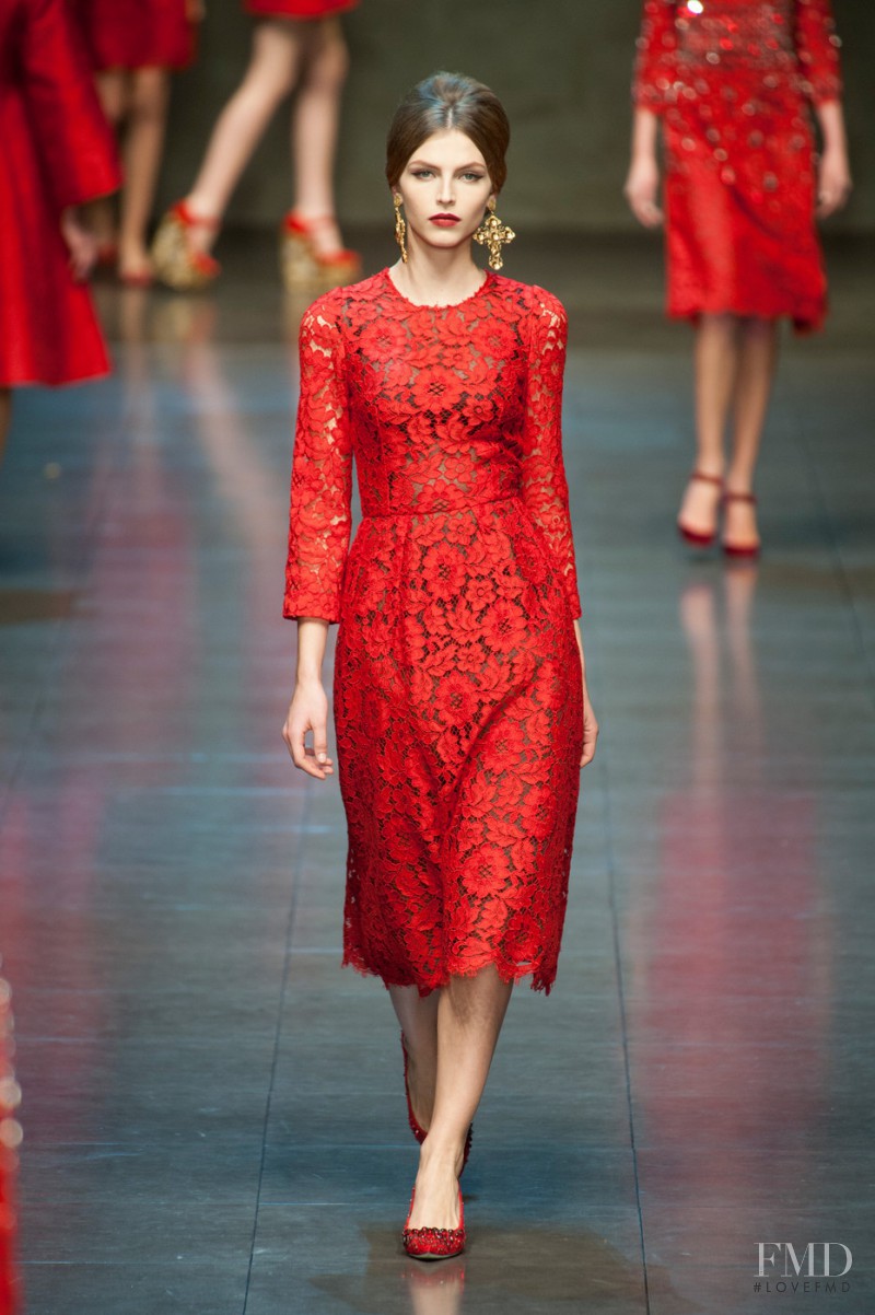 Karlina Caune featured in  the Dolce & Gabbana fashion show for Autumn/Winter 2013