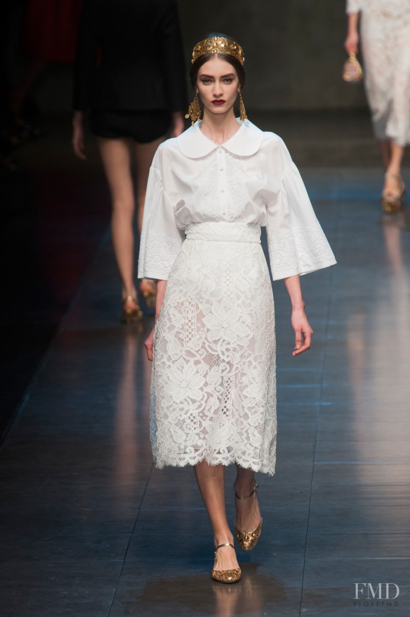 Marine Deleeuw featured in  the Dolce & Gabbana fashion show for Autumn/Winter 2013