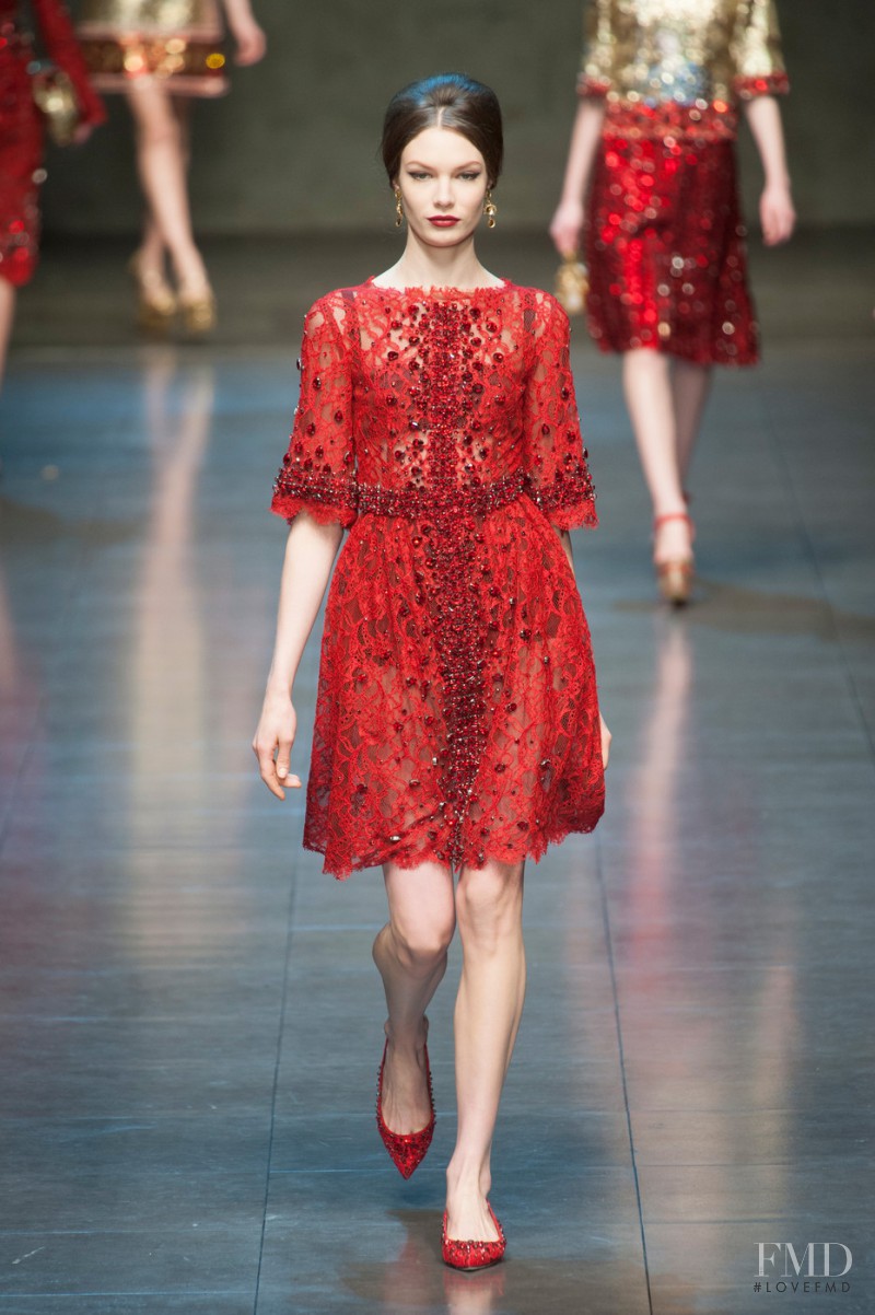 Alexandra Martynova featured in  the Dolce & Gabbana fashion show for Autumn/Winter 2013