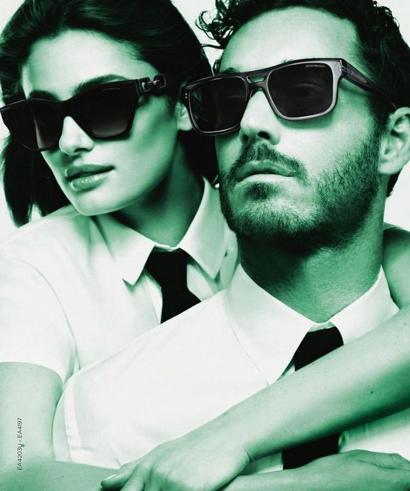 Taylor Hill featured in  the Emporio Armani Eyewear advertisement for Spring/Summer 2023