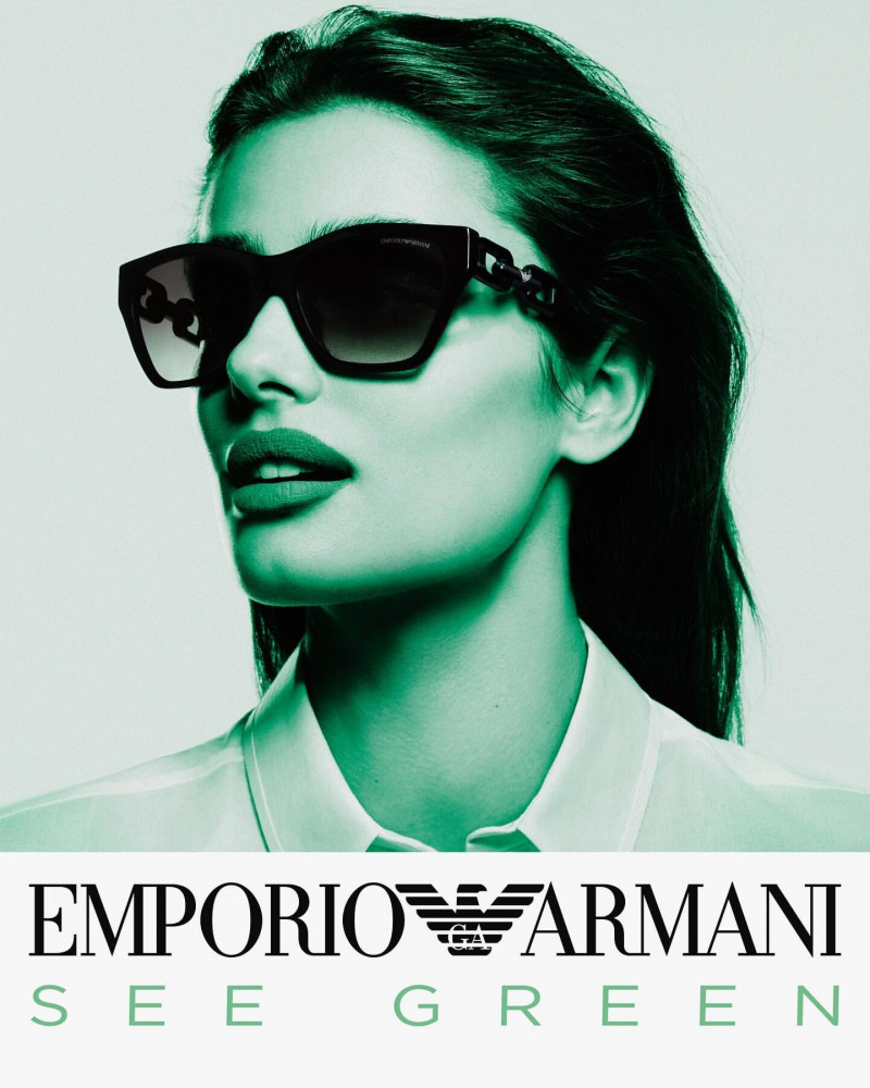 Taylor Hill featured in  the Emporio Armani Eyewear advertisement for Spring/Summer 2023