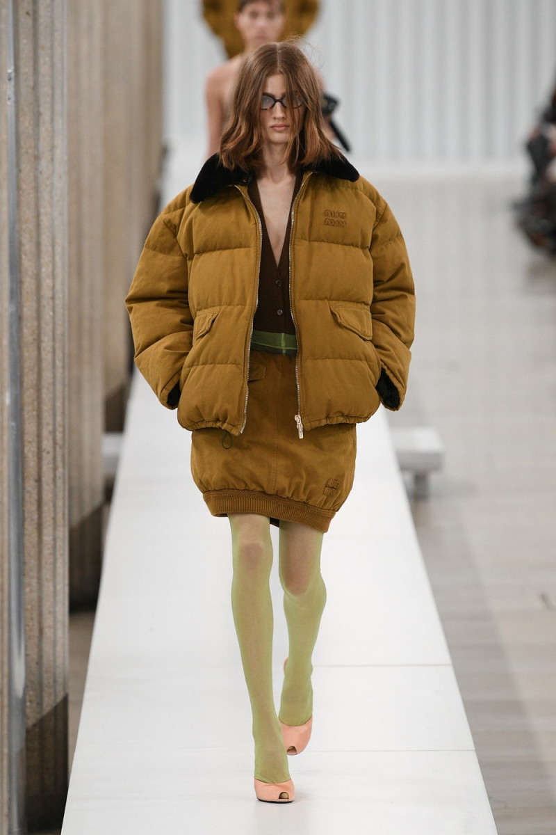 Yura Romaniuk featured in  the Miu Miu fashion show for Autumn/Winter 2023