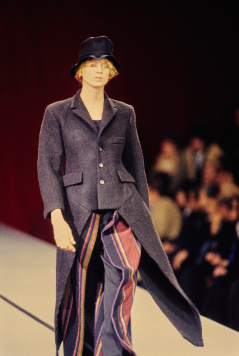 Kristen McMenamy featured in  the Yohji Yamamoto fashion show for Autumn/Winter 1995