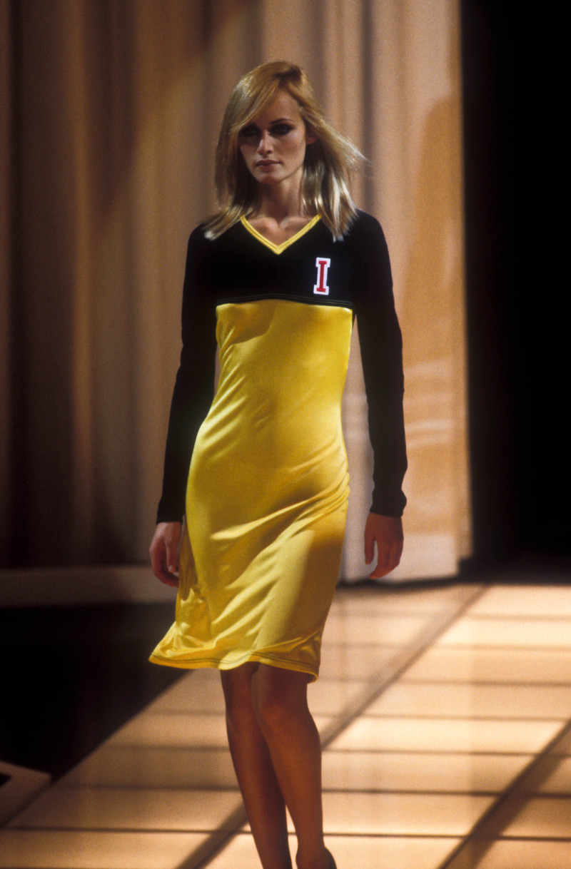 Amber Valletta featured in  the Istante by Versace fashion show for Spring/Summer 1996