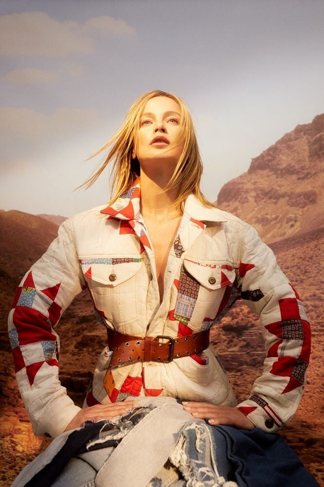 Carolyn Murphy featured in  the Mother Denim advertisement for Resort 2021