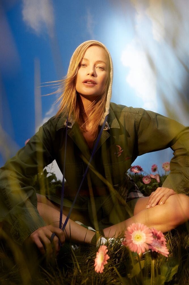 Carolyn Murphy featured in  the Mother Denim advertisement for Resort 2021