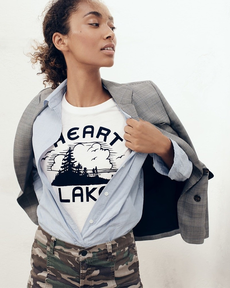 Anais Mali featured in  the J.Crew lookbook for Autumn/Winter 2018