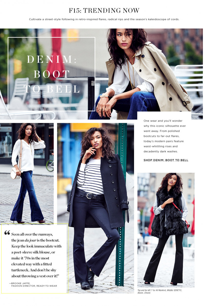 Anais Mali featured in  the Bloomingdales New Jean Pool lookbook for Fall 2015