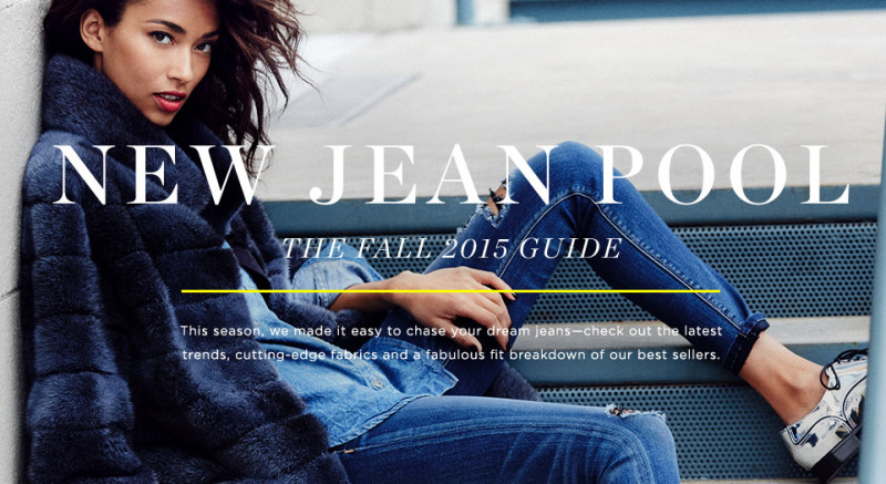 Anais Mali featured in  the Bloomingdales New Jean Pool lookbook for Fall 2015