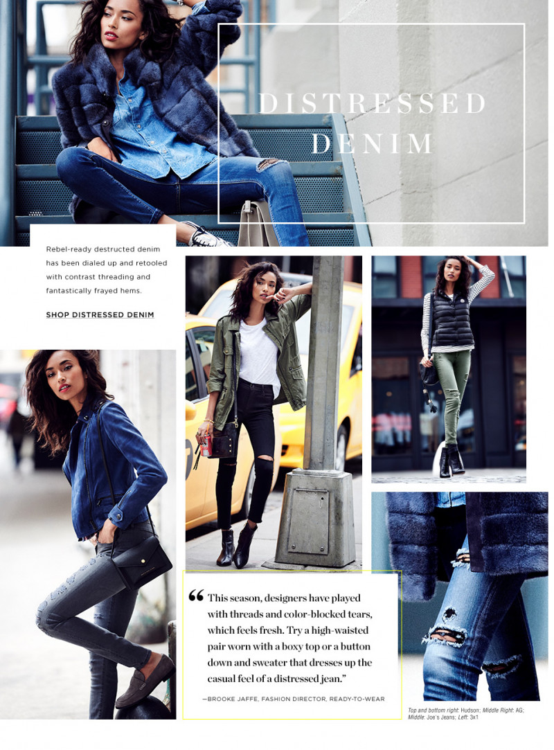 Anais Mali featured in  the Bloomingdales New Jean Pool lookbook for Fall 2015