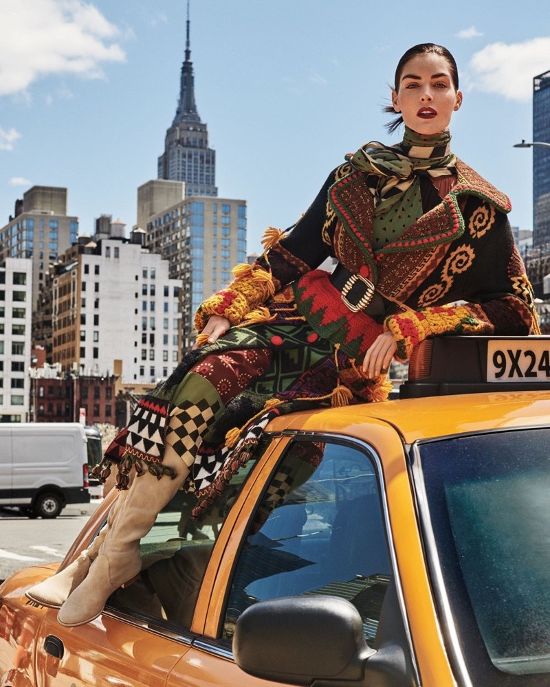 Hilary Rhoda featured in  the Neiman Marcus advertisement for Fall 2018