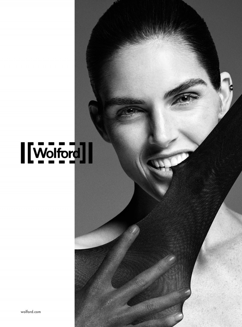 Hilary Rhoda featured in  the Wolford advertisement for Spring/Summer 2018