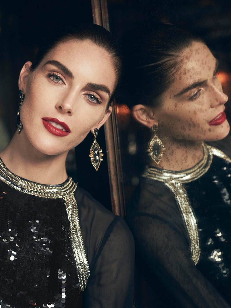 Hilary Rhoda featured in  the Lord & Taylor advertisement for Holiday 2017