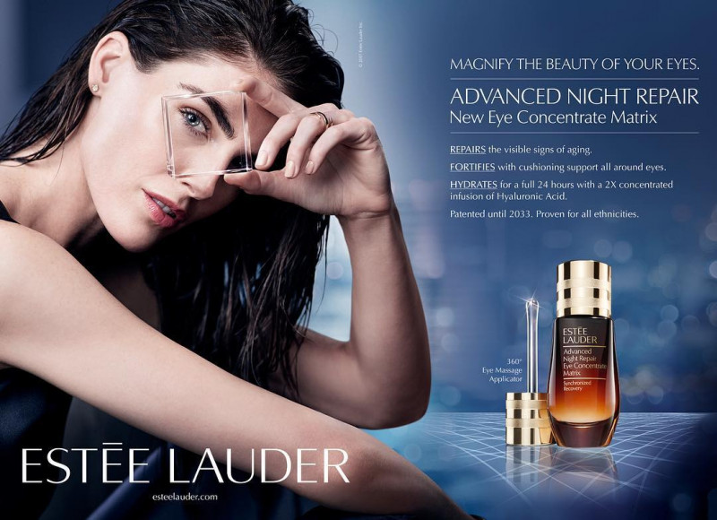 Hilary Rhoda featured in  the Estée Lauder Advanced Night Repair Eye Concentrate Matrix advertisement for Autumn/Winter 2017