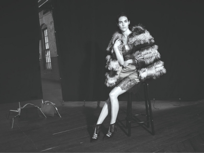 Hilary Rhoda featured in  the Dennis Basso advertisement for Autumn/Winter 2016