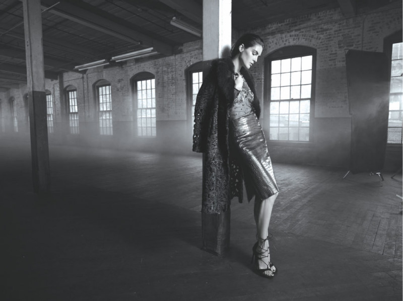 Hilary Rhoda featured in  the Dennis Basso advertisement for Autumn/Winter 2016