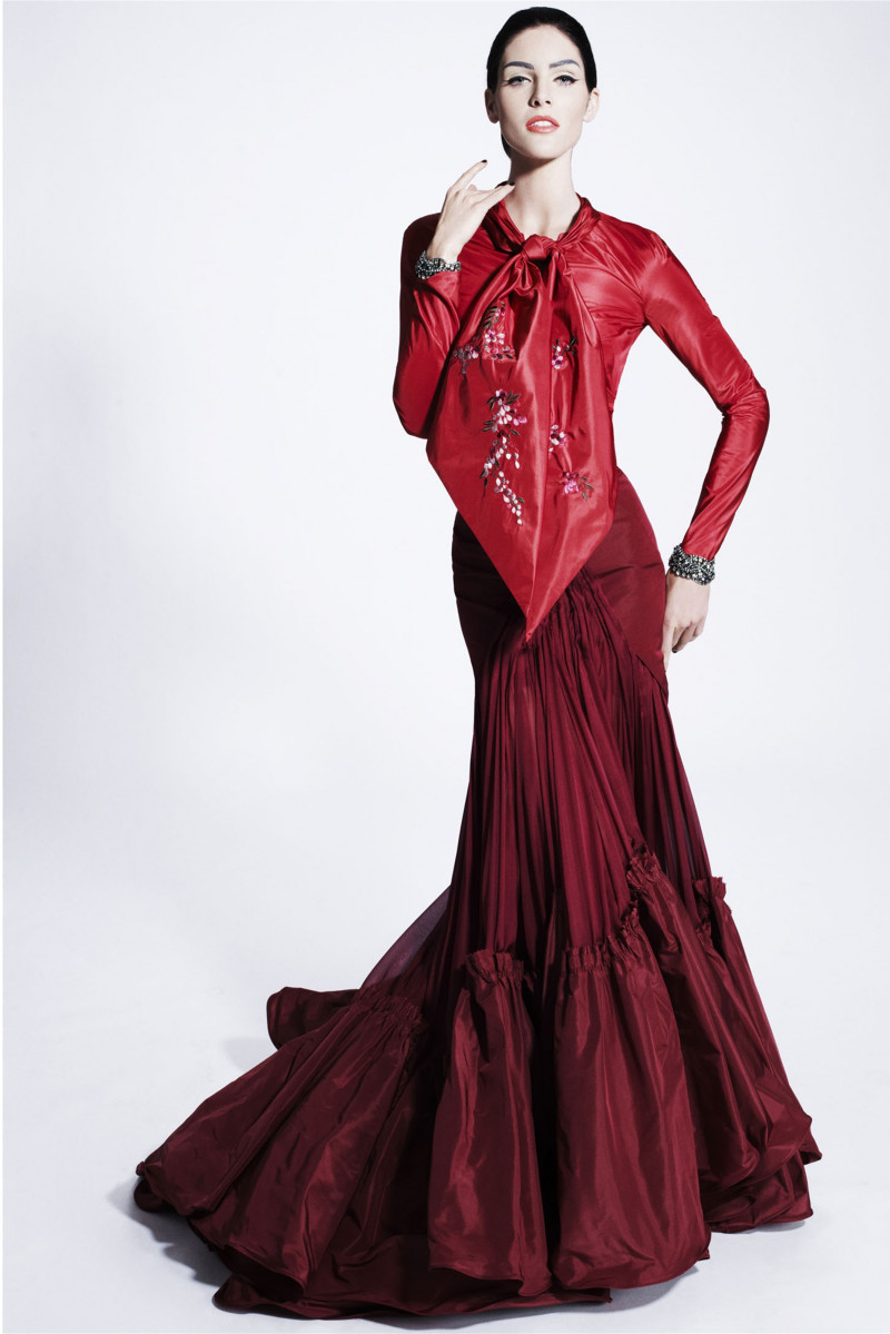 Hilary Rhoda featured in  the Zac Posen lookbook for Pre-Fall 2012