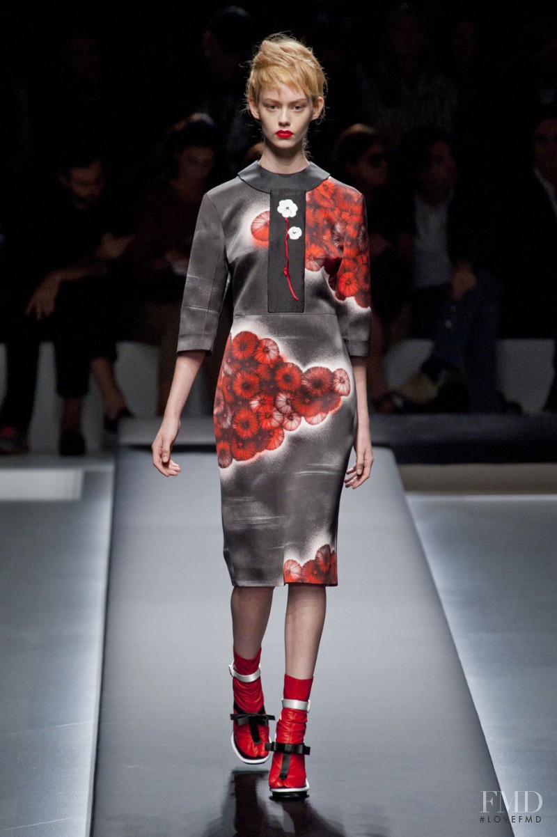 Ondria Hardin featured in  the Prada fashion show for Spring/Summer 2013
