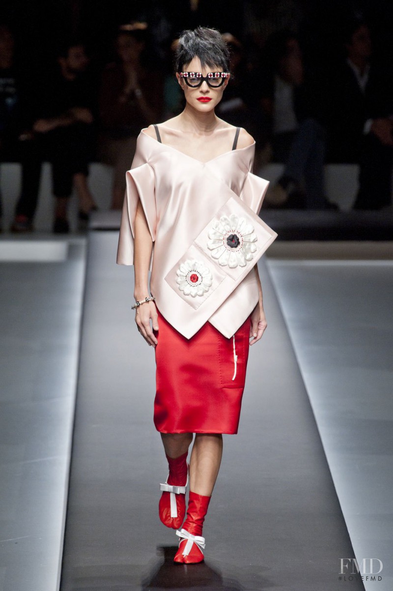 Jessica Stam featured in  the Prada fashion show for Spring/Summer 2013