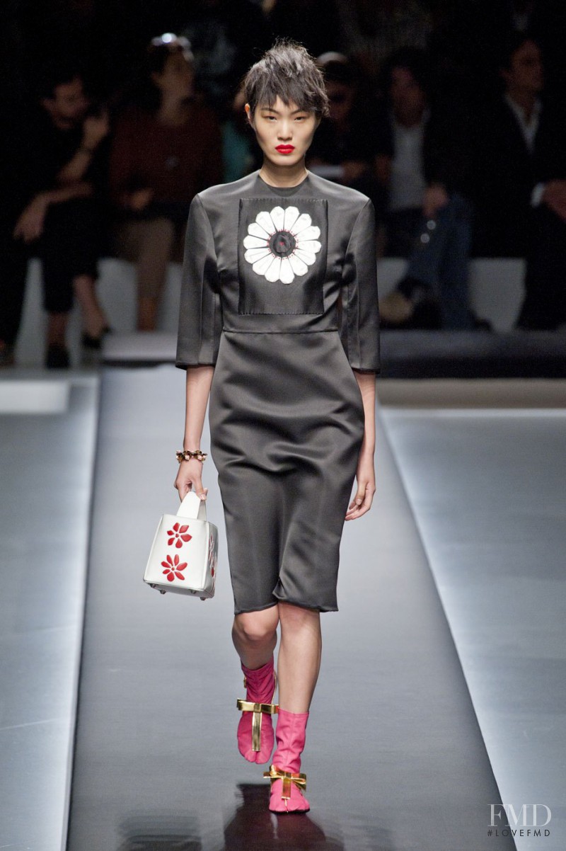 Chiharu Okunugi featured in  the Prada fashion show for Spring/Summer 2013