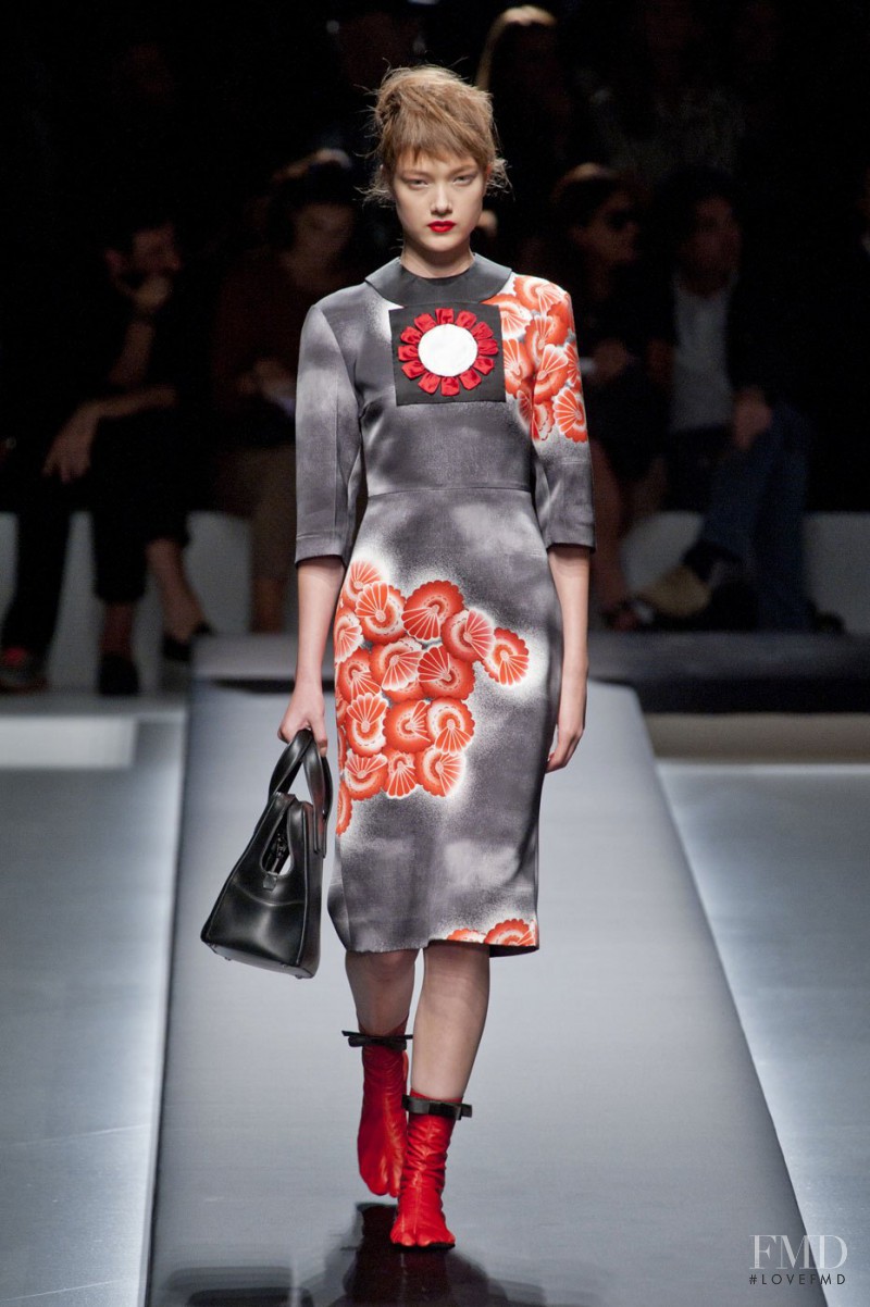 Yumi Lambert featured in  the Prada fashion show for Spring/Summer 2013