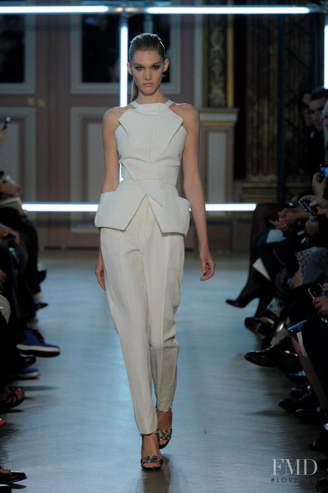 Irina Nikolaeva featured in  the Roland Mouret fashion show for Spring/Summer 2013