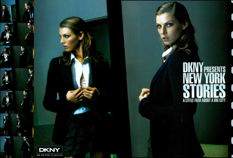 Angela Lindvall featured in  the DKNY advertisement for Autumn/Winter 2003