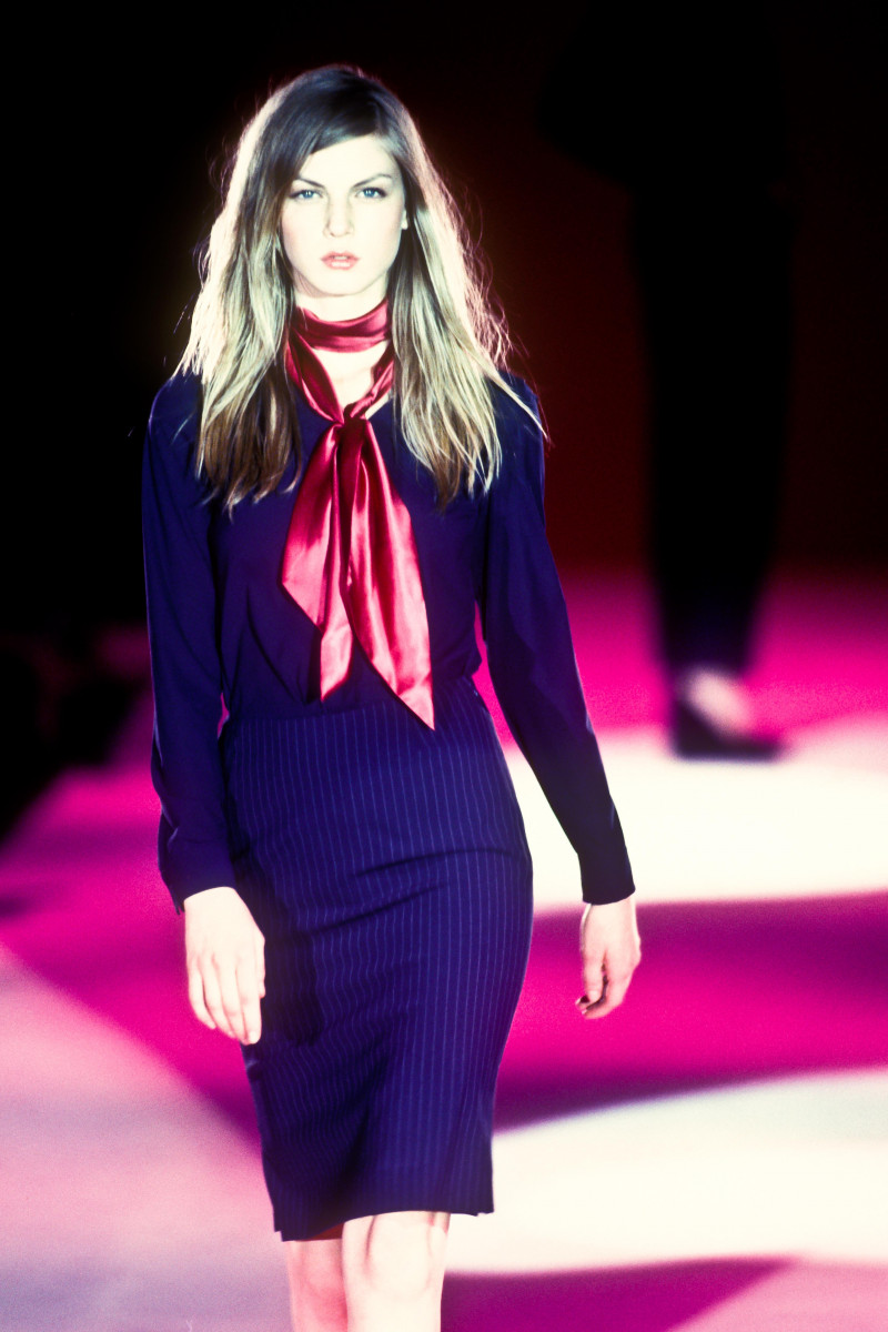 Angela Lindvall featured in  the Katharine Hamnett fashion show for Autumn/Winter 1997