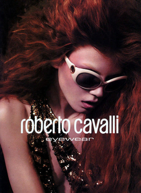 Angela Lindvall featured in  the Roberto Cavalli advertisement for Autumn/Winter 2004