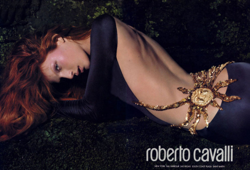 Angela Lindvall featured in  the Roberto Cavalli advertisement for Autumn/Winter 2004