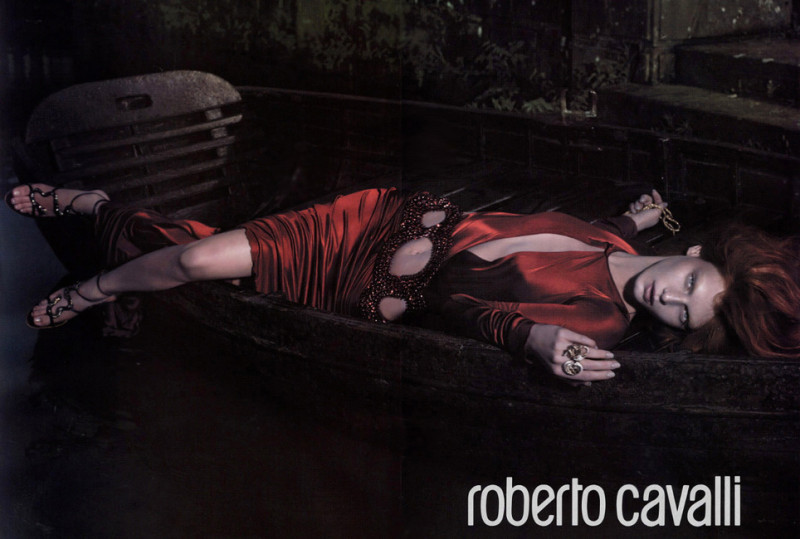 Angela Lindvall featured in  the Roberto Cavalli advertisement for Autumn/Winter 2004