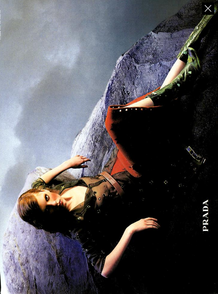 Angela Lindvall featured in  the Prada advertisement for Autumn/Winter 1999