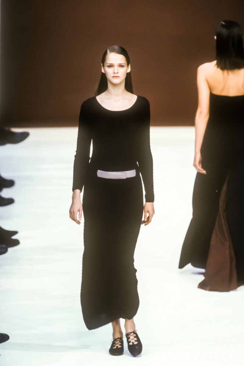 Carmen Kass featured in  the Loewe fashion show for Autumn/Winter 1998