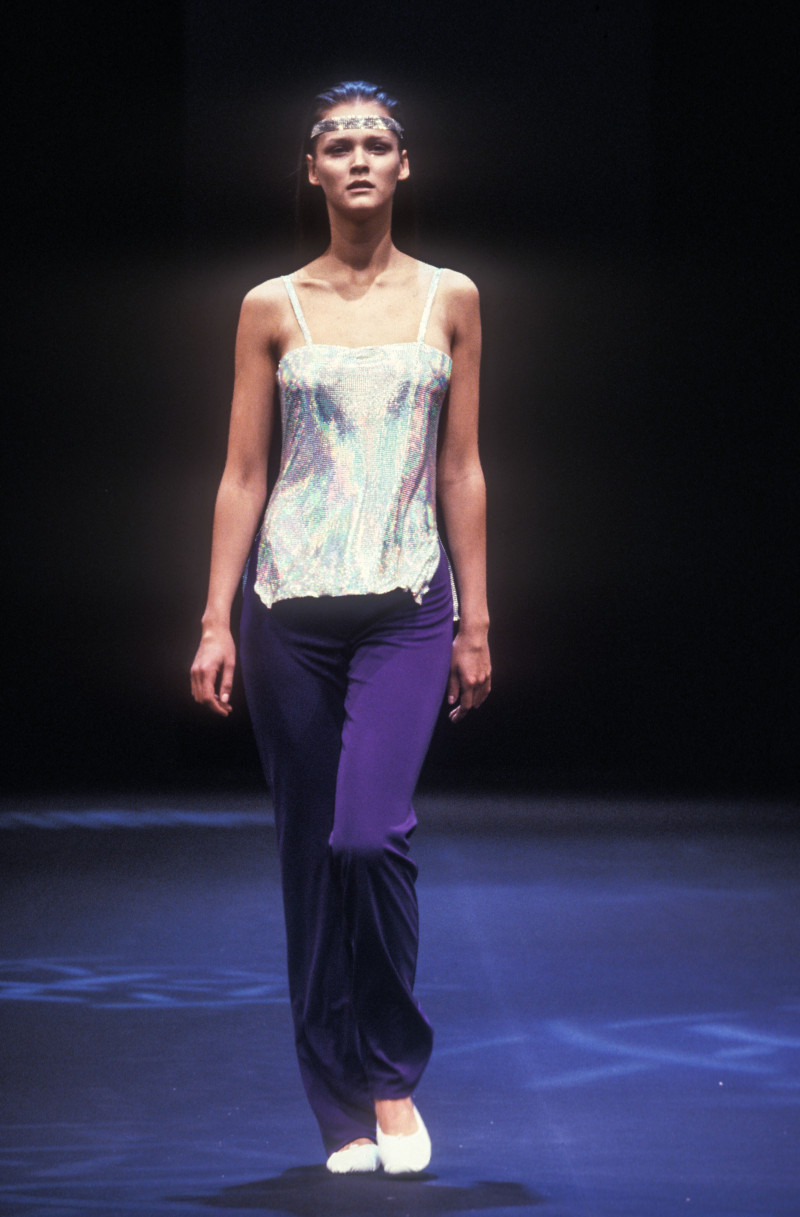 Carmen Kass featured in  the Paco Rabanne fashion show for Autumn/Winter 1998