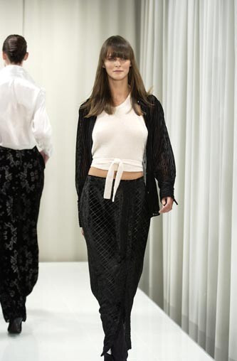 Carmen Kass featured in  the Zanella fashion show for Autumn/Winter 2003