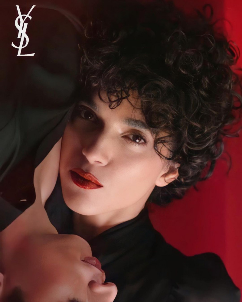 Nathalia Santana featured in  the YSL Beauty Valentine’s Day advertisement for Spring/Summer 2022