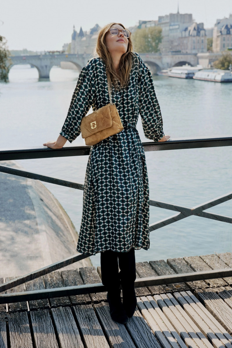 Camille Rowe featured in  the Gerard Darel advertisement for Autumn/Winter 2023
