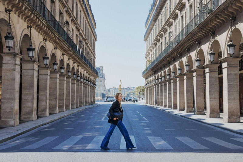 Camille Rowe featured in  the Gerard Darel advertisement for Autumn/Winter 2023