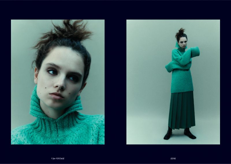 Giselle Norman featured in  the Eenk lookbook for Autumn/Winter 2022