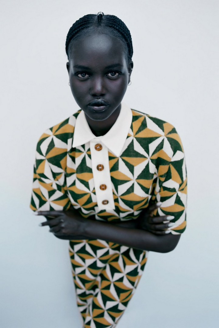 Adut Akech Bior featured in  the Zara Beauty advertisement for Spring/Summer 2021