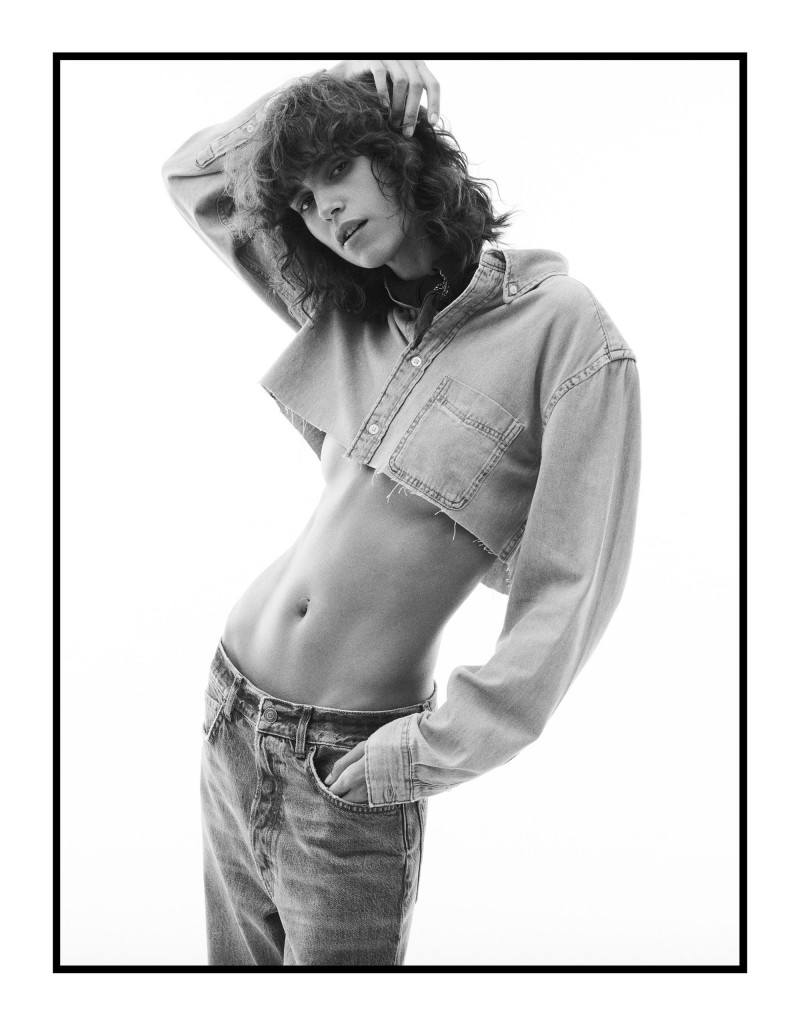 Mica Arganaraz featured in  the Zara Denim advertisement for Spring 2022